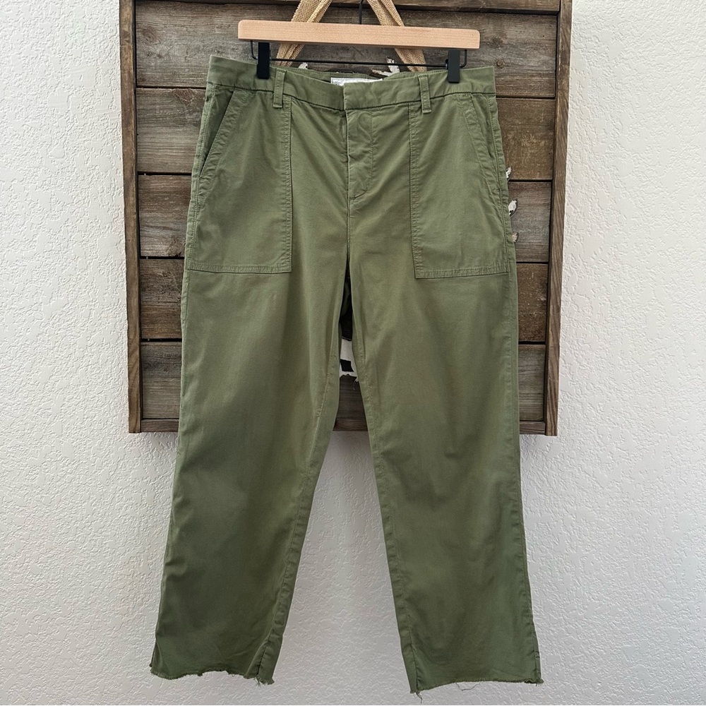 Frank & Eileen Blackstone Green Cotton Cargo Pants Ladies size 10 raw hem